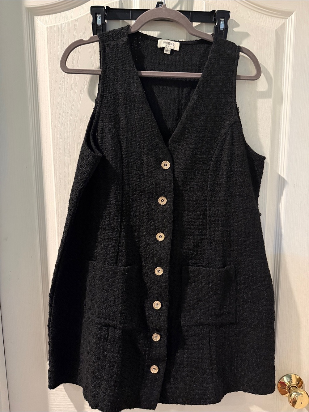 Umgee Black Button-Front Sleeveless Midi Dress